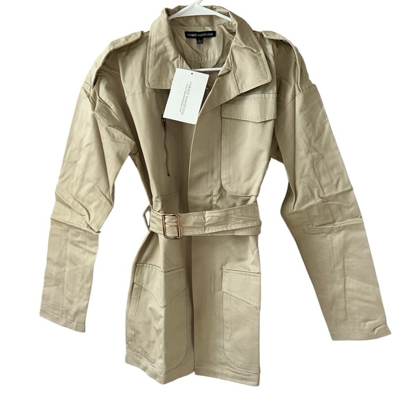 Naked Wardrobe Trench Coat in Khaki - Picture 1 of 4